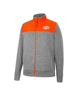 Men's Gray, Orange Oklahoma State Cowboys Putter Herringbone Full-Zip Jacket