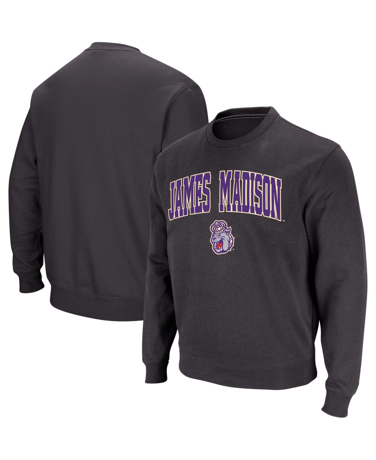 Colosseum Men's James Madison Dukes Arch And Logo Crew Neck Sweatshirt In Charcoal