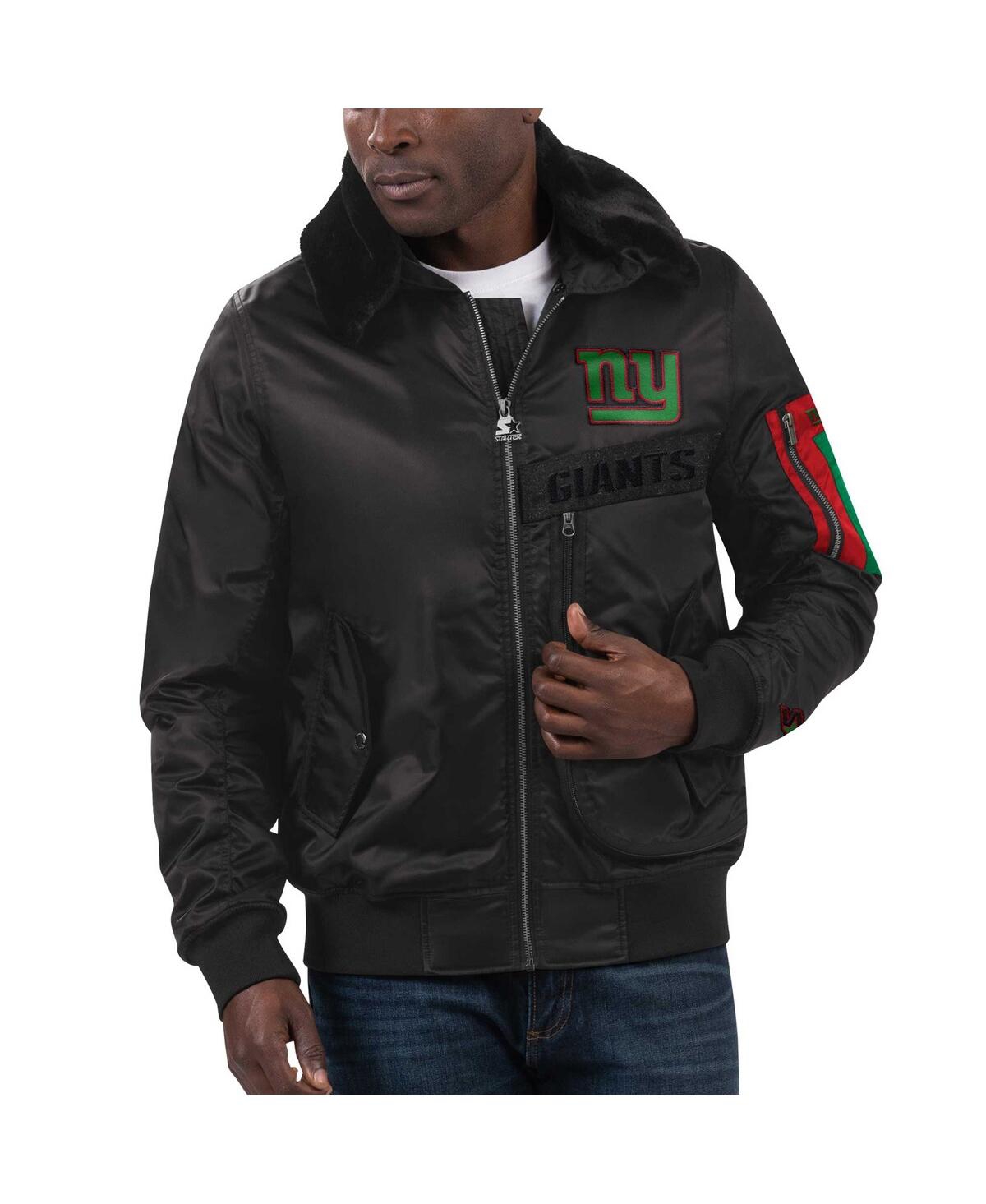 Starter Men's  X Ty Mopkins Black New York Giants Black History Month Satin Full-zip Jacket