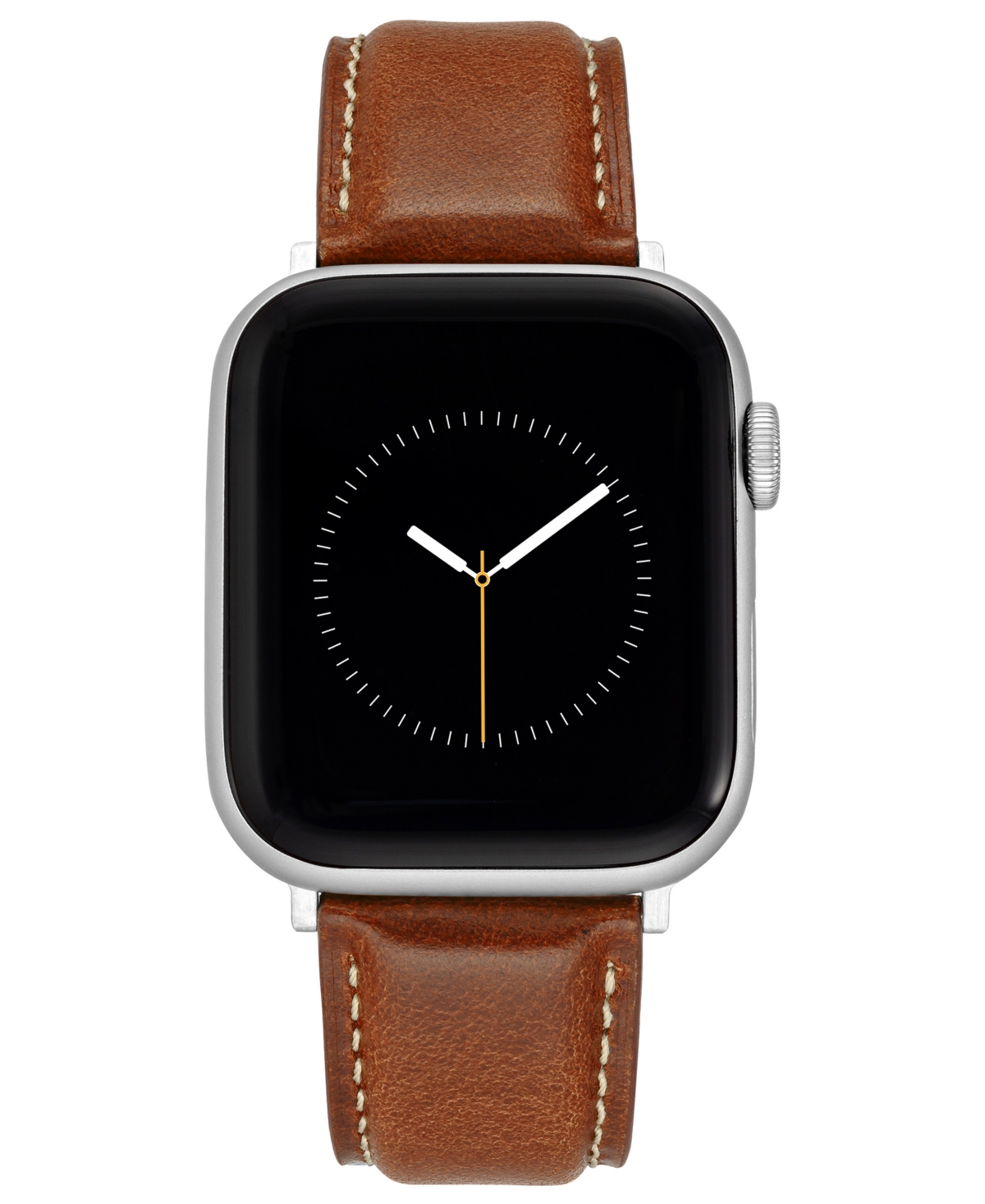 Withit Honey Brown Smooth Leather Strap With Contrast Stitching And Silver-tone Stainless Steel Lugs