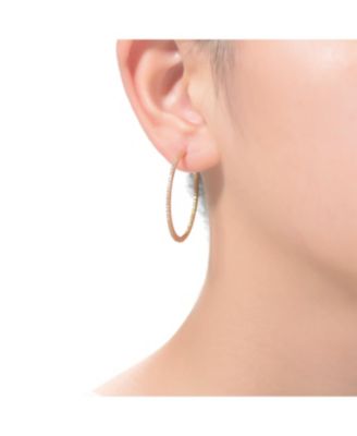 Sterling Silver 14K Gold Plated Cubic Zirconia Open Hoop Earrings