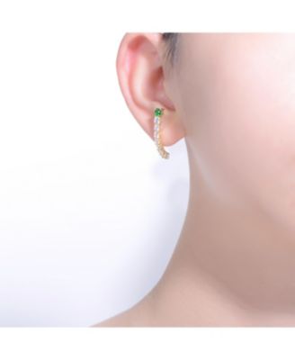 Sterling Silver Cubic ZIrconia Curved Journey Earrings