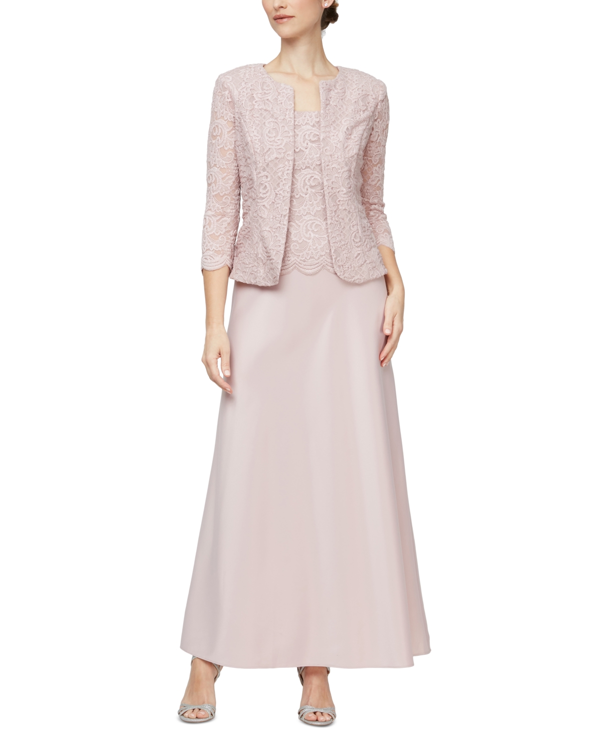 Lace Jacket & Lace-Top Gown - Blush