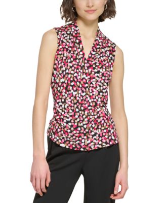 Calvin Klein - Petite Printed V-Neck Sleeveless Knit Top