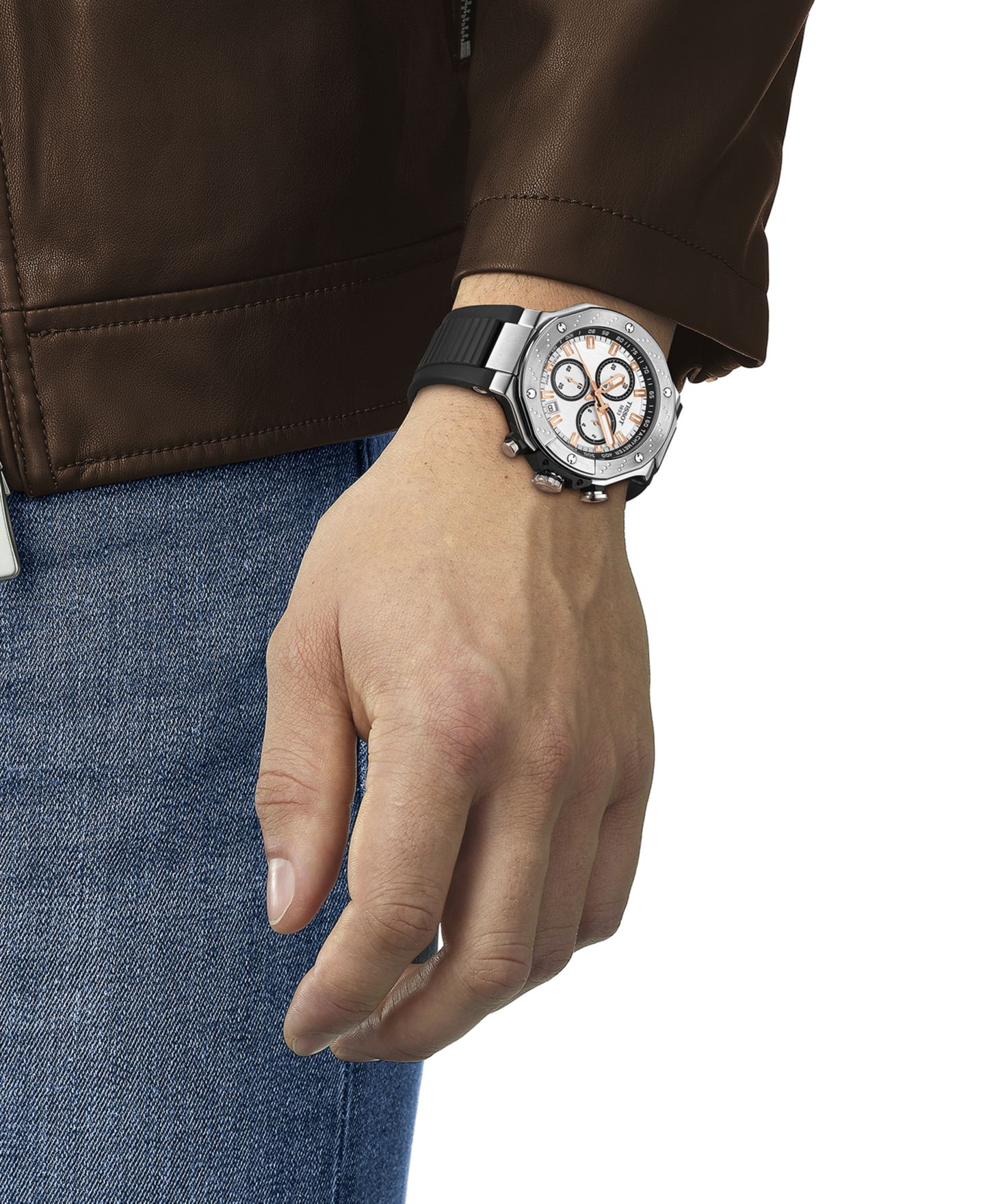 Мужские часы Tissot Swiss Chronograph T-Race Black Strap Watch 45mm — фото 5