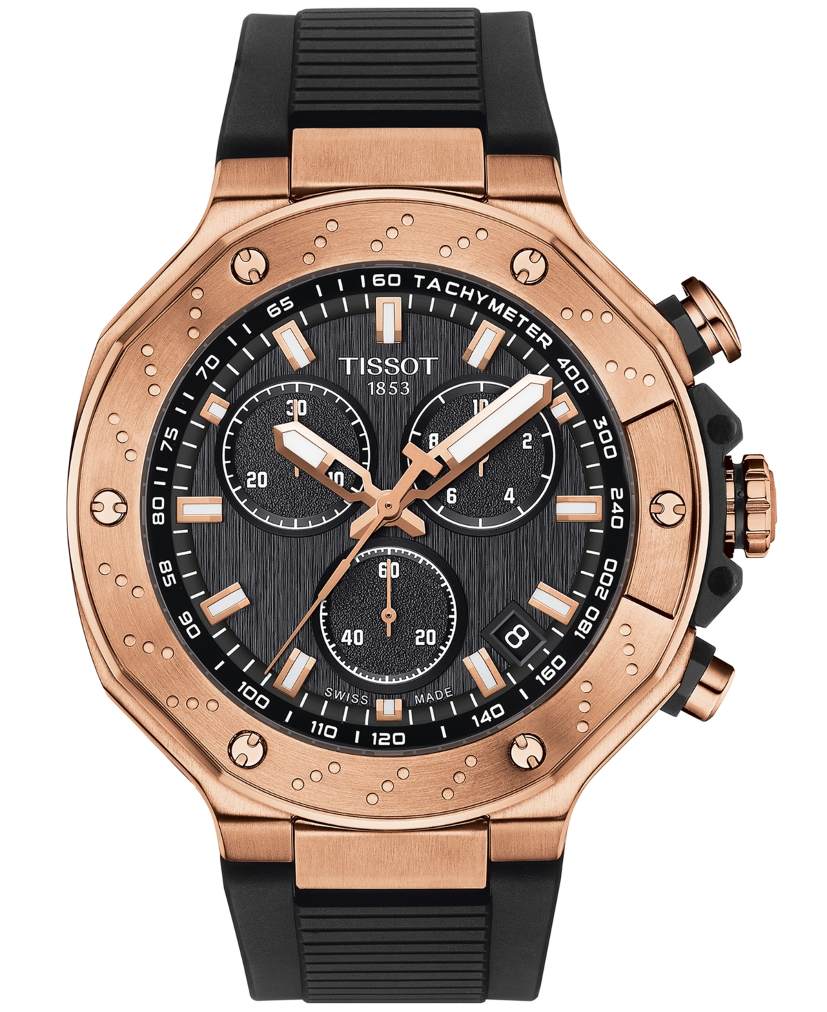 Tissot Men's Swiss Chronograph T-race Black Strap Watch 45mm