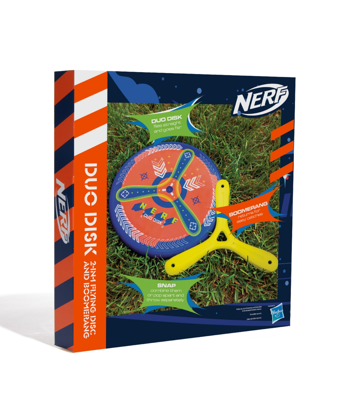 Shop Nerf Boomdisk Two In One Boomerang Frisbee Combo Long Distance Thrower In Blue