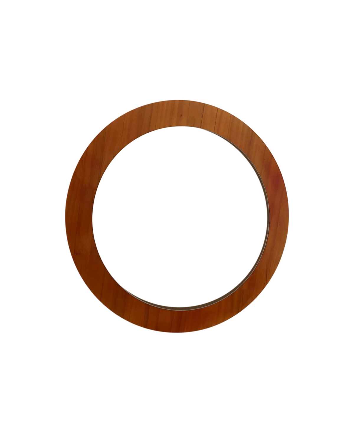 Round Wood Mirror, 29" Diameter - Brown