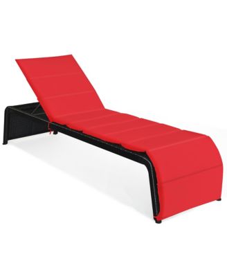 Patio Rattan Lounge Chair Chaise Recliner Back Adjustable Cushioned Garden