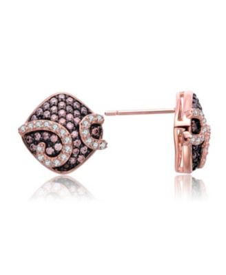 Cubic Zirconia 18K Rose Gold Plated and Black Plated Stud Earrings For Women