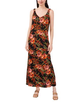 Sam & Jess - Women's Printed Smocked-Strap Maxi Dress
