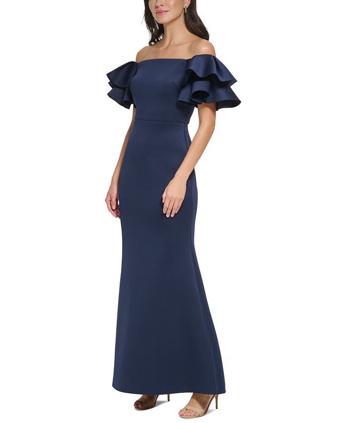 Eliza J Women's Ruffled-Sleeve Off-The-Shoulder Mermaid Gown - Macy's
