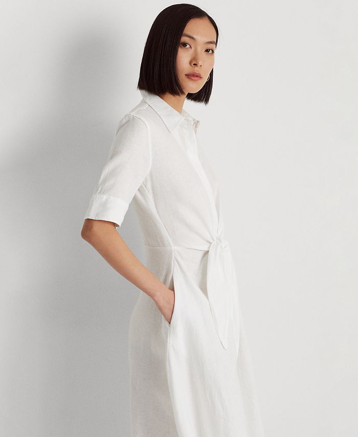 Lauren Ralph Lauren Linen Fit & Flare Shirtdress - Macy's