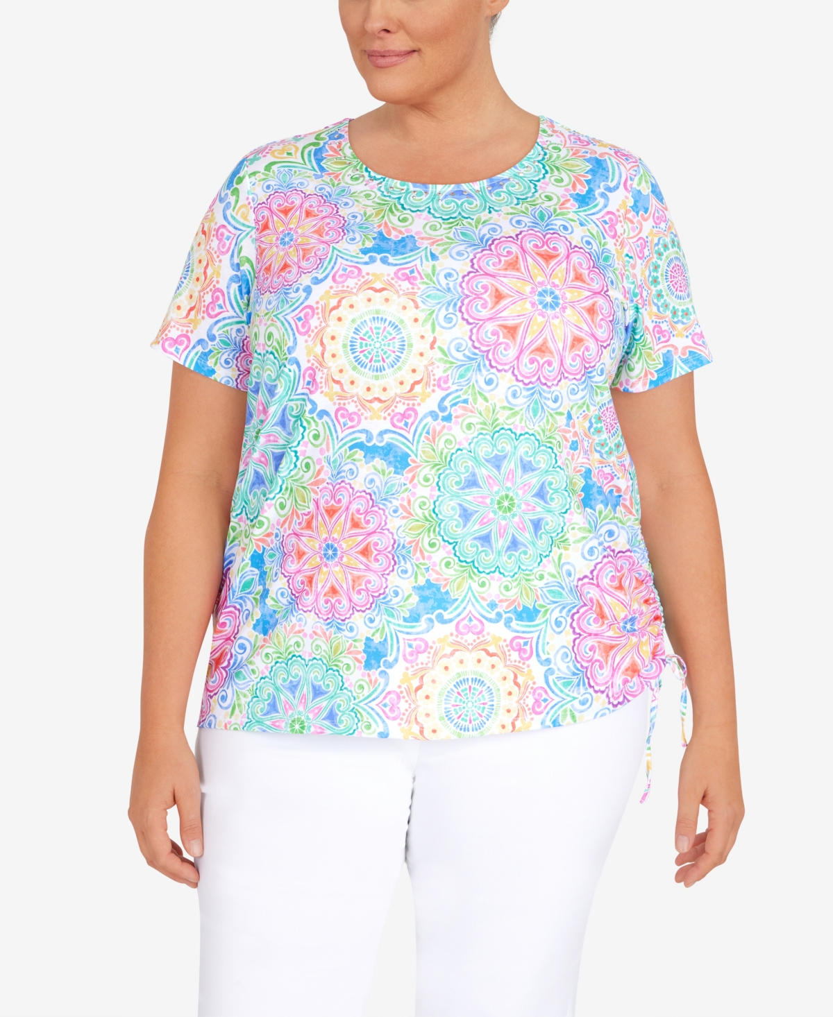 Alfred Dunner Plus Size Classic Medallion Print T-shirt In Bright
