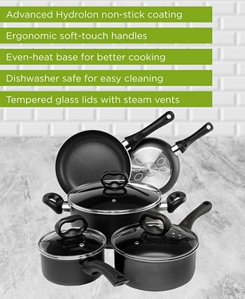 Ecolution Easy to Clean, Comfortable Handle, Even Heating, Dishwasher Safe  Pots and Pans, 8-Piece Cookware Set, Black