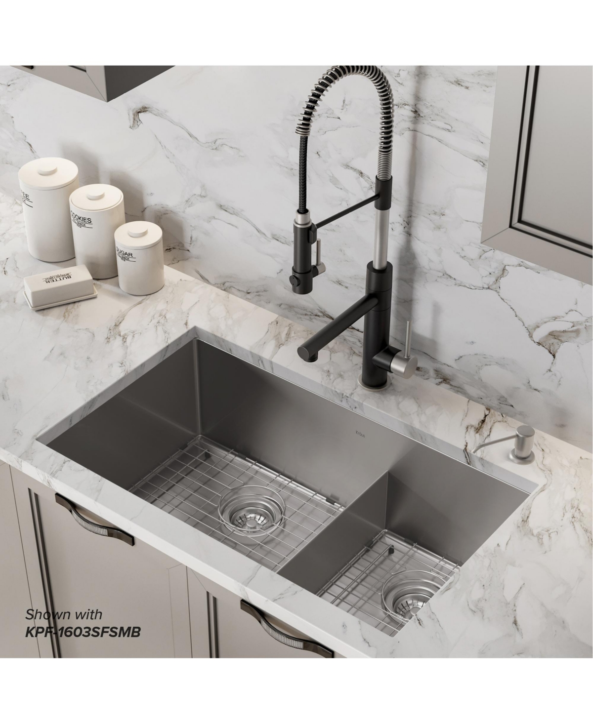 Kraus Standart Pro 32 in. 16 Gauge Undermount 60/40 Double BowlKitchen Sink - Stainless steel