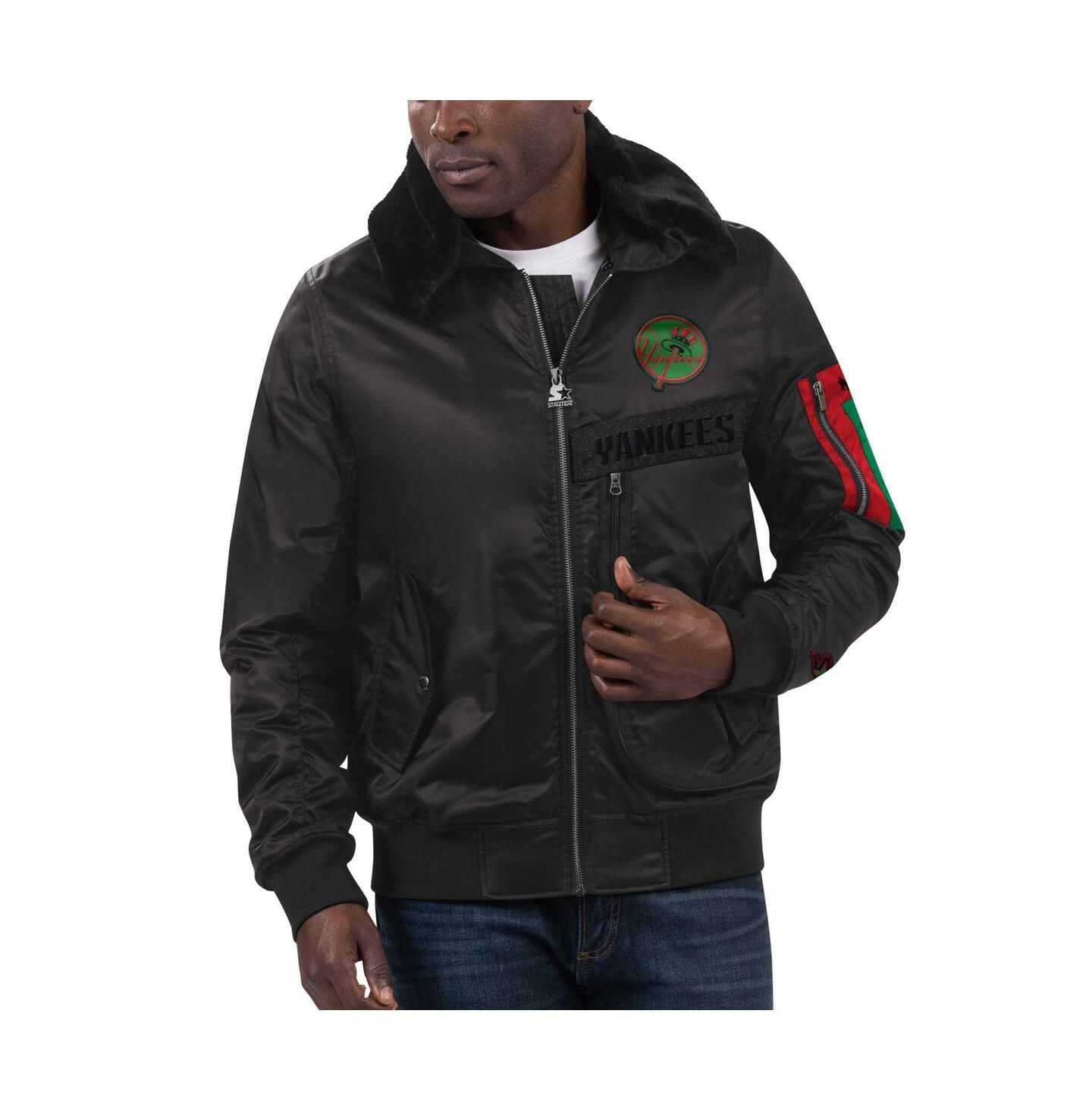 Мужская куртка Starter x Ty Mopkins Black New York Yankees Black History Month Satin Full-Zip — фото 1