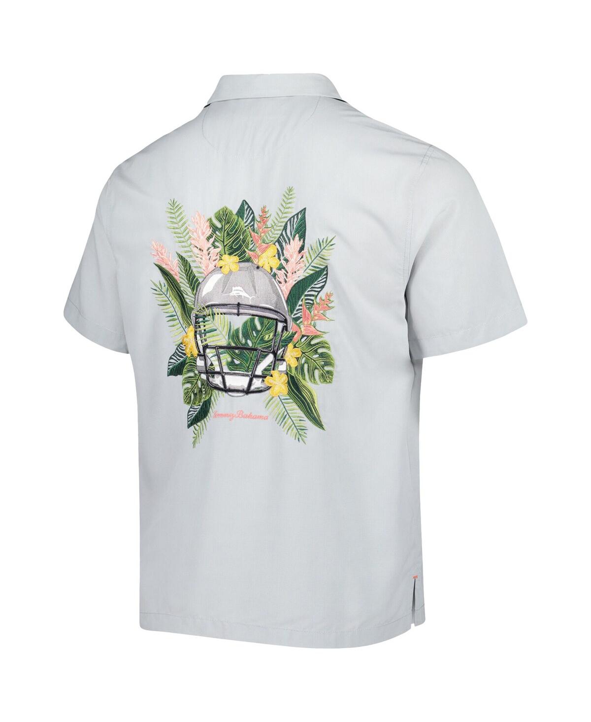 Tommy Bahama Gray New England Patriots Coconut Point Frondly Fan Camp Islandzone Button-up Shirt In Gray