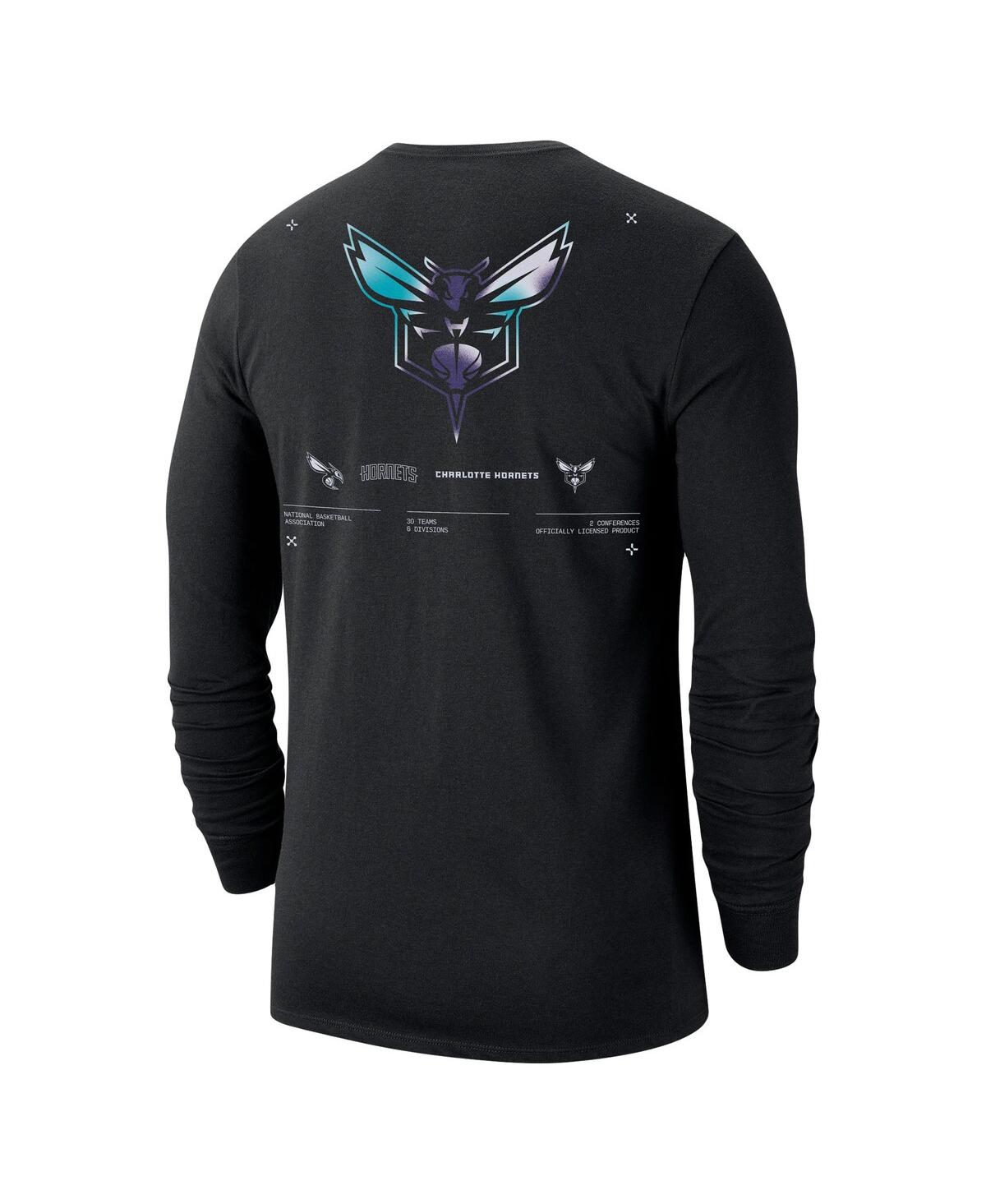 Shop Jordan Men's  Black Charlotte Hornets Essential Air Traffic Control Long Sleeve T-shirt