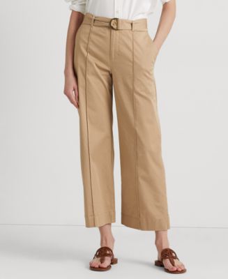 Lauren Ralph Lauren Micro-Sanded Twill Belted Wide-Leg Pants - Macy's