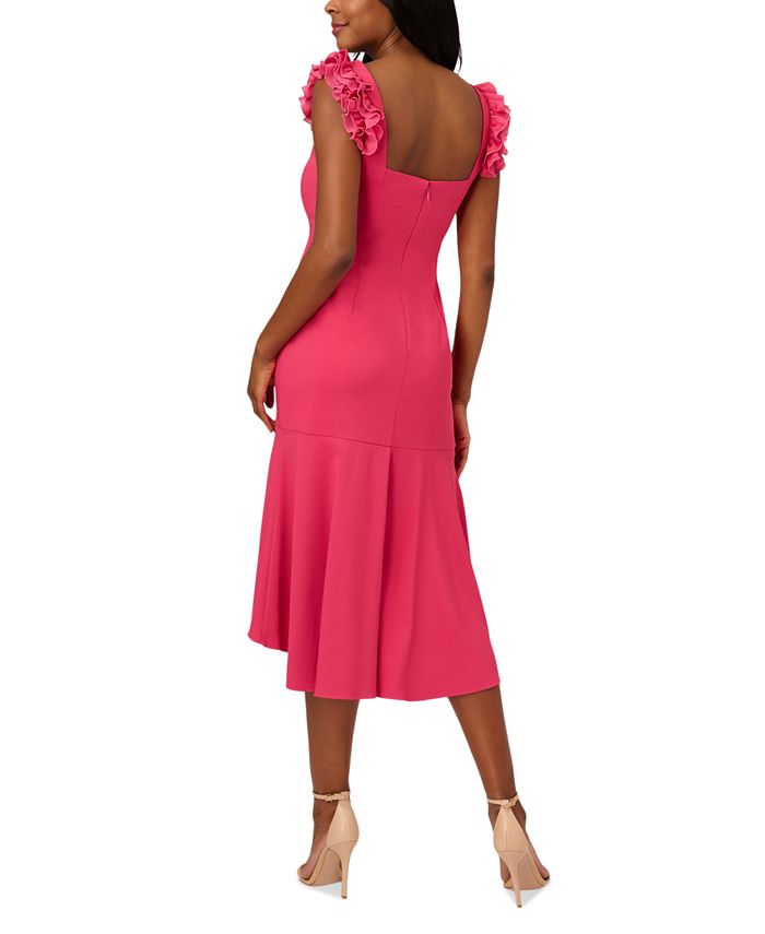 Adrianna Papell Women's Embroidered Diamonds Shift Dress - Ruffled Sleeves, Sheer Yoke, Elegant & Chic