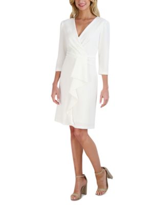 Women's Pleated Ruffled-Front Sheath Dress