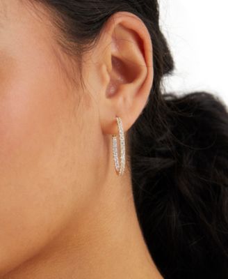Cubic Zirconia Medium Hoop Earrings, Created for Macy's