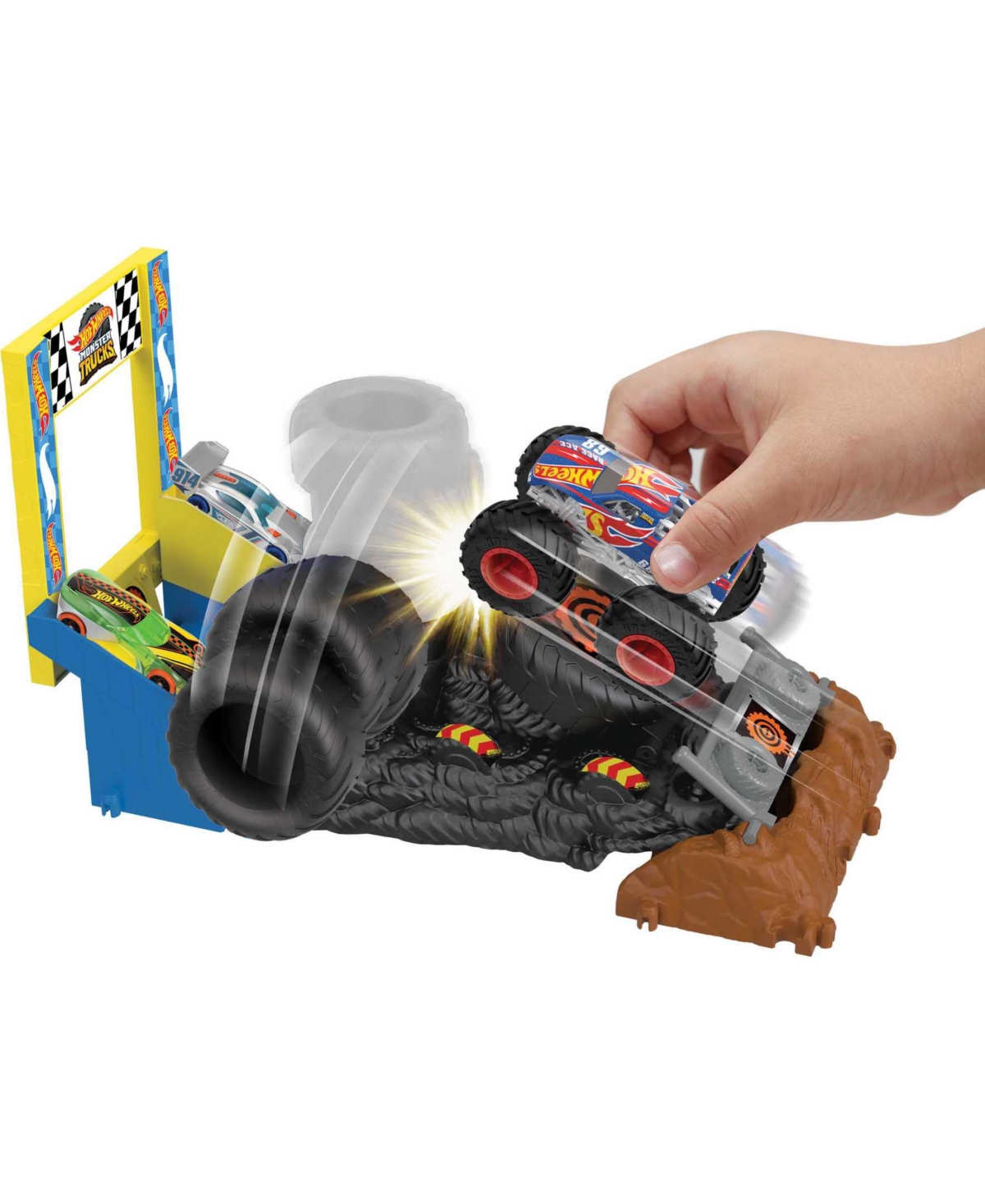 Shop Hot Wheels Monster Trucks Arena Smashers Race Ace Smash Race Challenge Playset In Multi-color