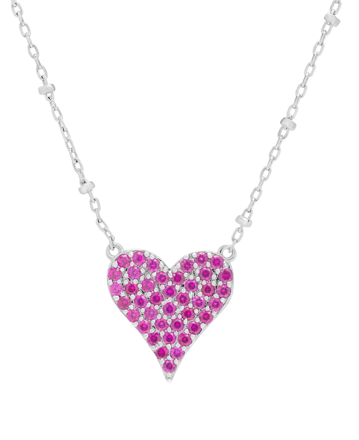 Macy's Lab-grown Black Spinel Heart Cluster 18" Pendant Necklace (3/4 Ct. T.w.) In Sterling Silver (also In In Red