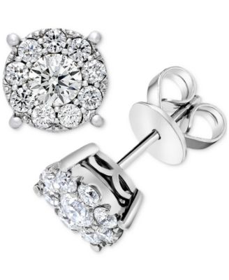 Diamond Cluster Stud Earrings (1/2 ct. t.w.) in 14k White Gold
