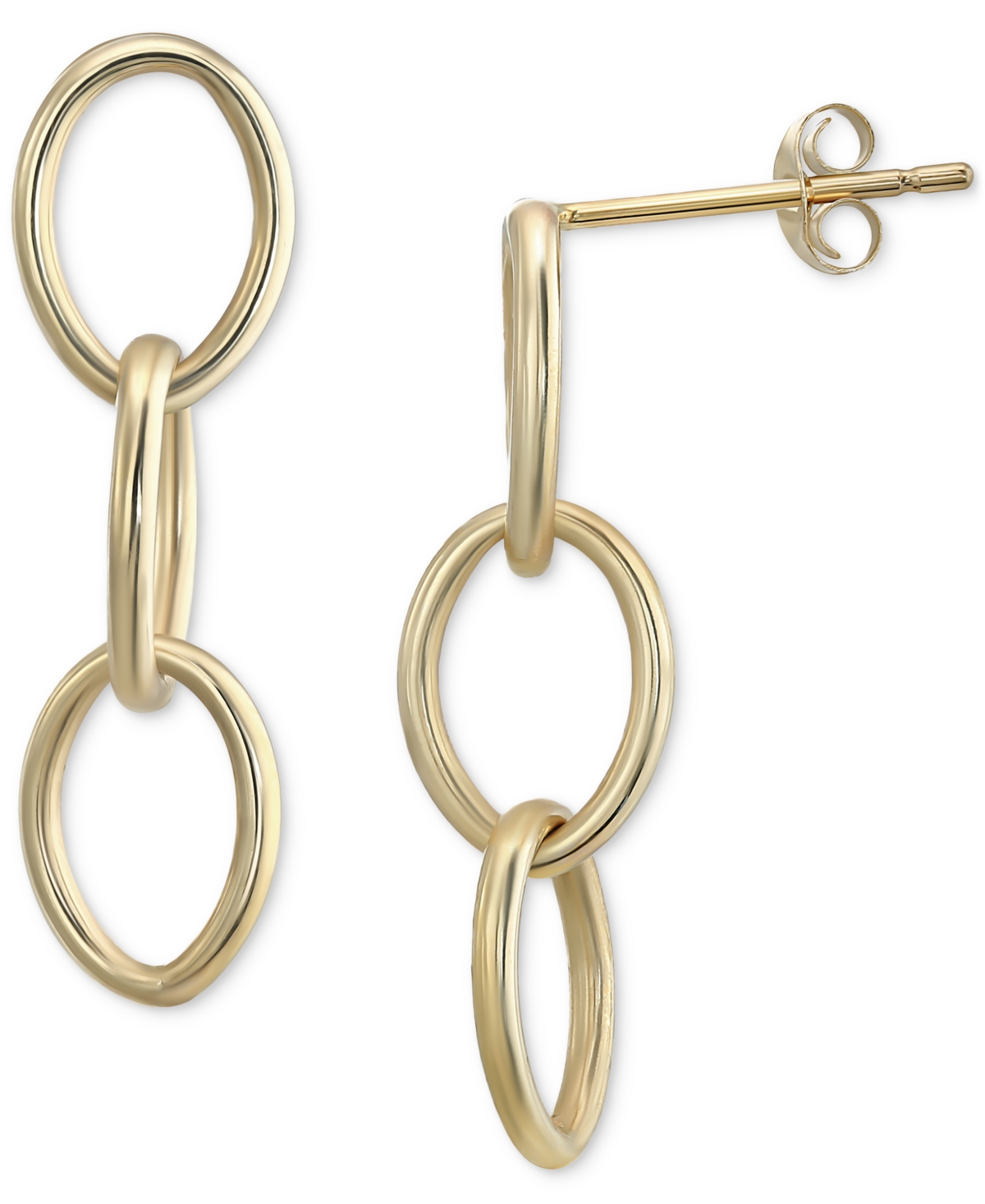 Macy's Polished Triple Oval Link Drop Earrings In 10k Gold In Gold