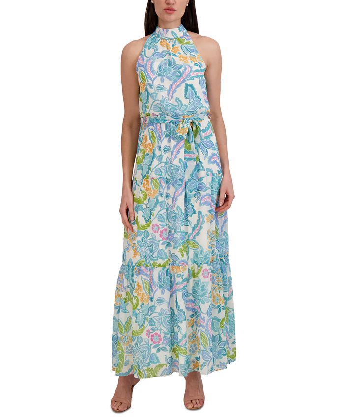Macy's julia jordanWomen's Floral Chiffon Maxi Shirtdress main image 1