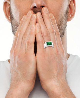 EFFY&reg; Men's Malachite Ring in Sterling Silver