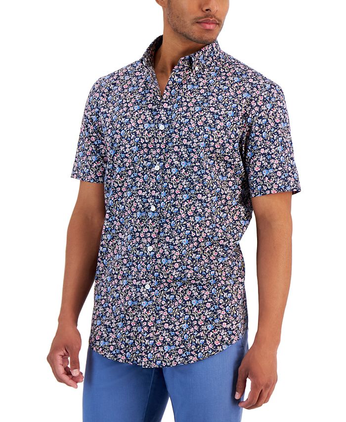 Club Room Men's Olan Regular-Fit Floral-Print Button-Down Poplin Shirt ...
