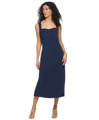DKNY - Women's Draped Neck Sleeveless Midi Dress
