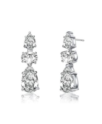 Dazzling White Gold Plated Pear & Oval CZ Drop Earrings
