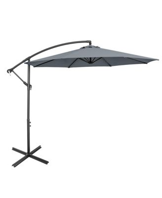10 FT Patio Offset Umbrella w/8 Ribs Cross Base Tilt