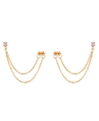 18K Gold Plated Brass Double Pierced Earrings