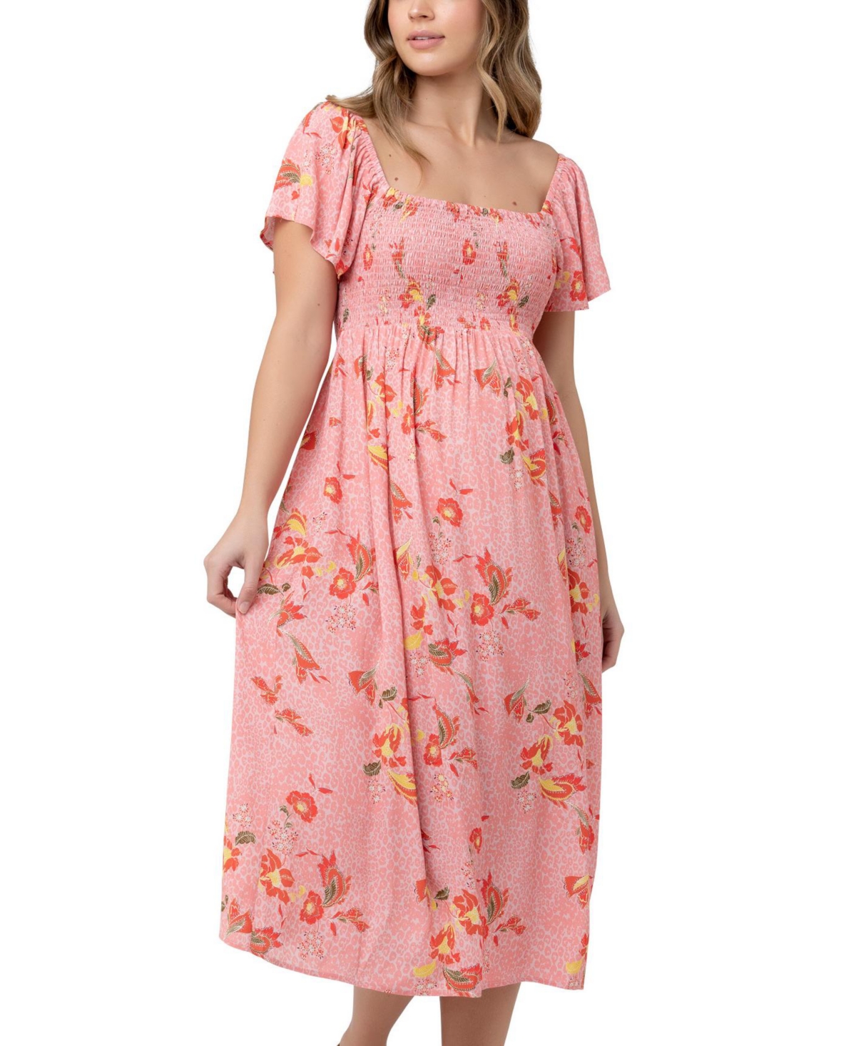 RIPE MATERNITY MATERNITY LIBBY FLORAL SMOCKED DRESS