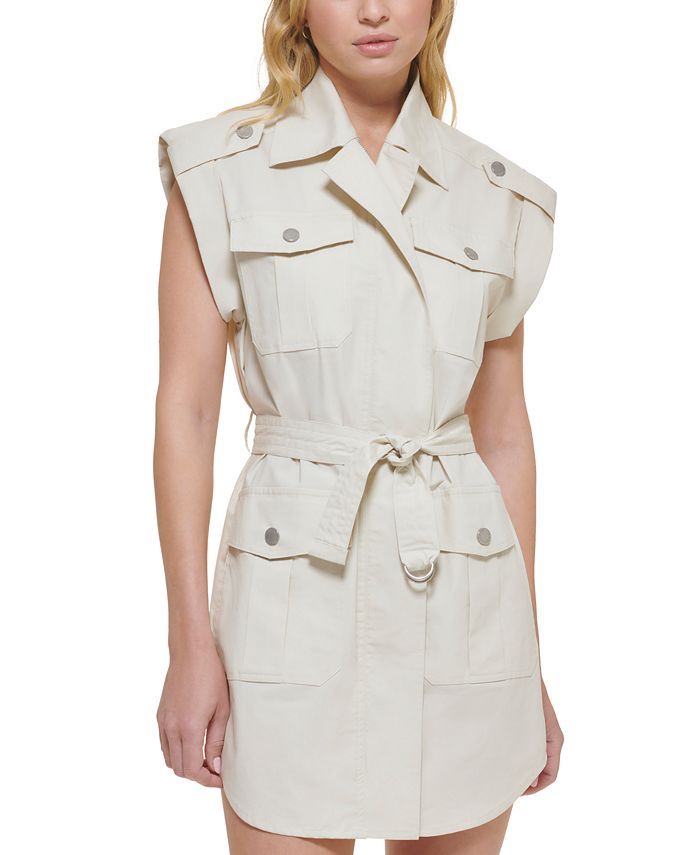 DKNY Jeans Women s Utility Tie Waist Shirtdress Macy s
