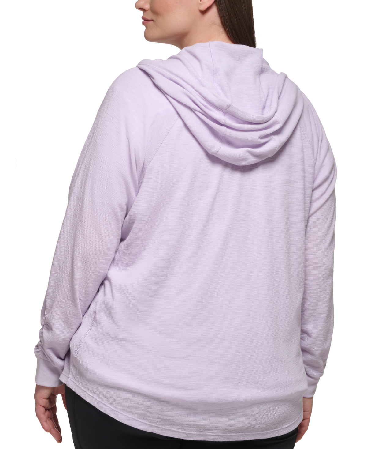 Calvin Klein Performance Plus Size Ruched-sleeve Zip Hoodie In Orchid