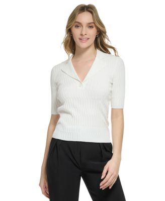 Calvin Klein - Women's X-Fit Collared Rib-Knit Sweater