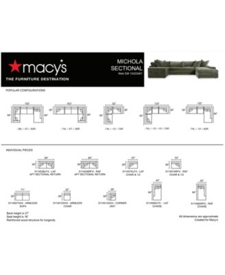 Michola 155" 3-Pc. Fabric Sectional with Chaise, Created for Macy's