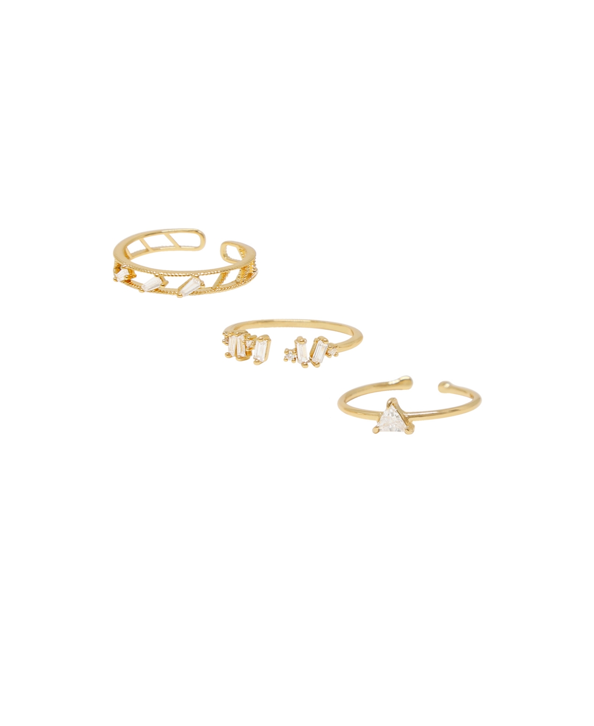 Love Story 18K Gold Plated Cubic Zirconia Ring Set of 3 - Gold