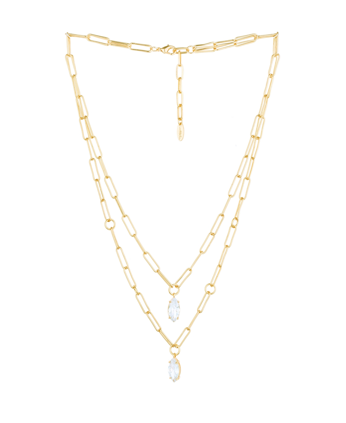 Shop Ettika Double Layered Cubic Zirconia Pendant Necklace In Gold