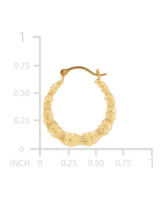 Textured Bamboo-Look Small Hoop Earrings in 10k Gold, 5/8"