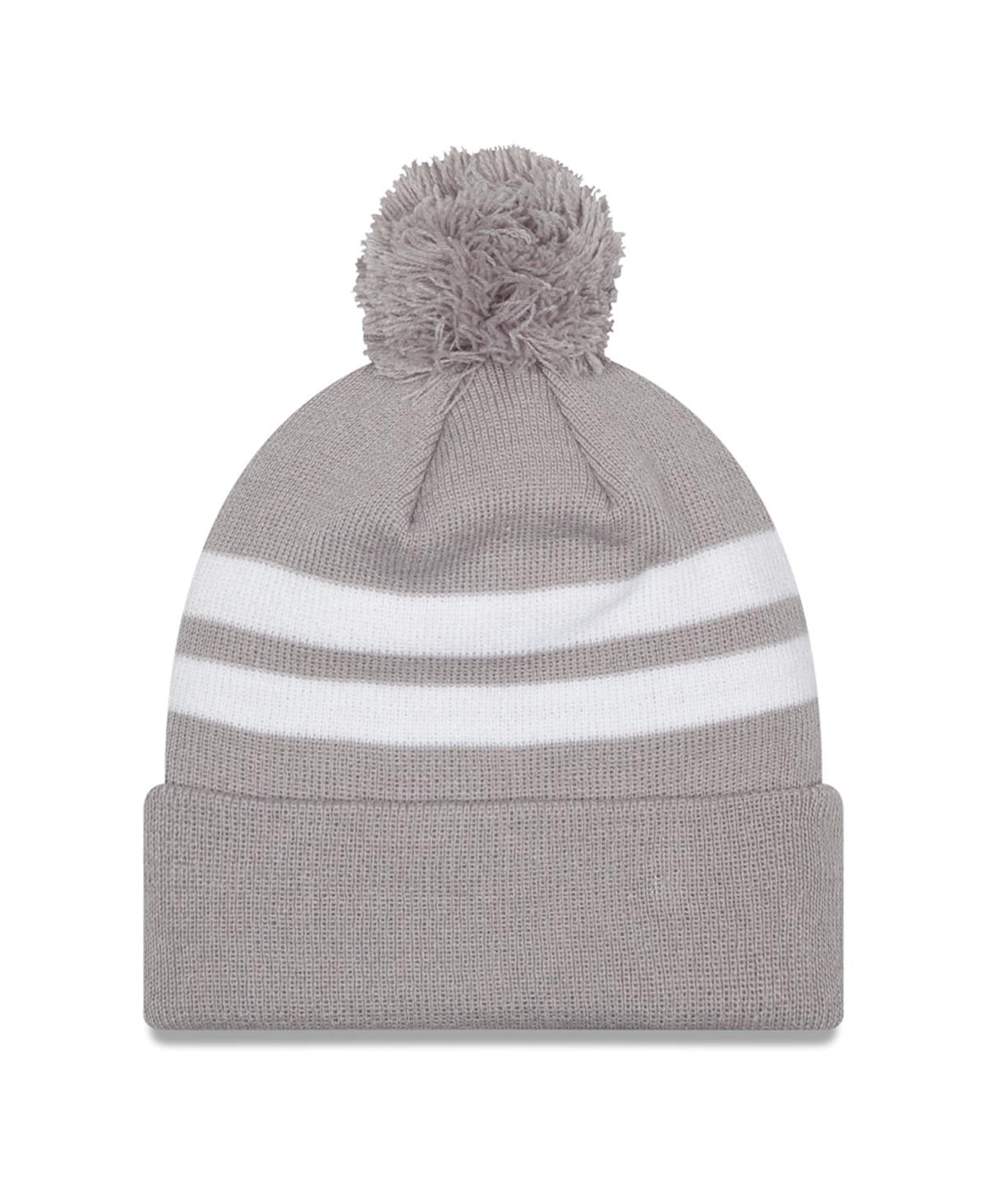 Men's New EraKansas City Chiefs Super Bowl Lvii Champions Top Stripe Cuffed Pom Knit Hat - Gray