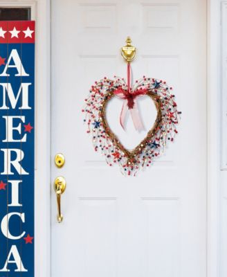 17" H Patriotic, Americana Berry Heart Wreath