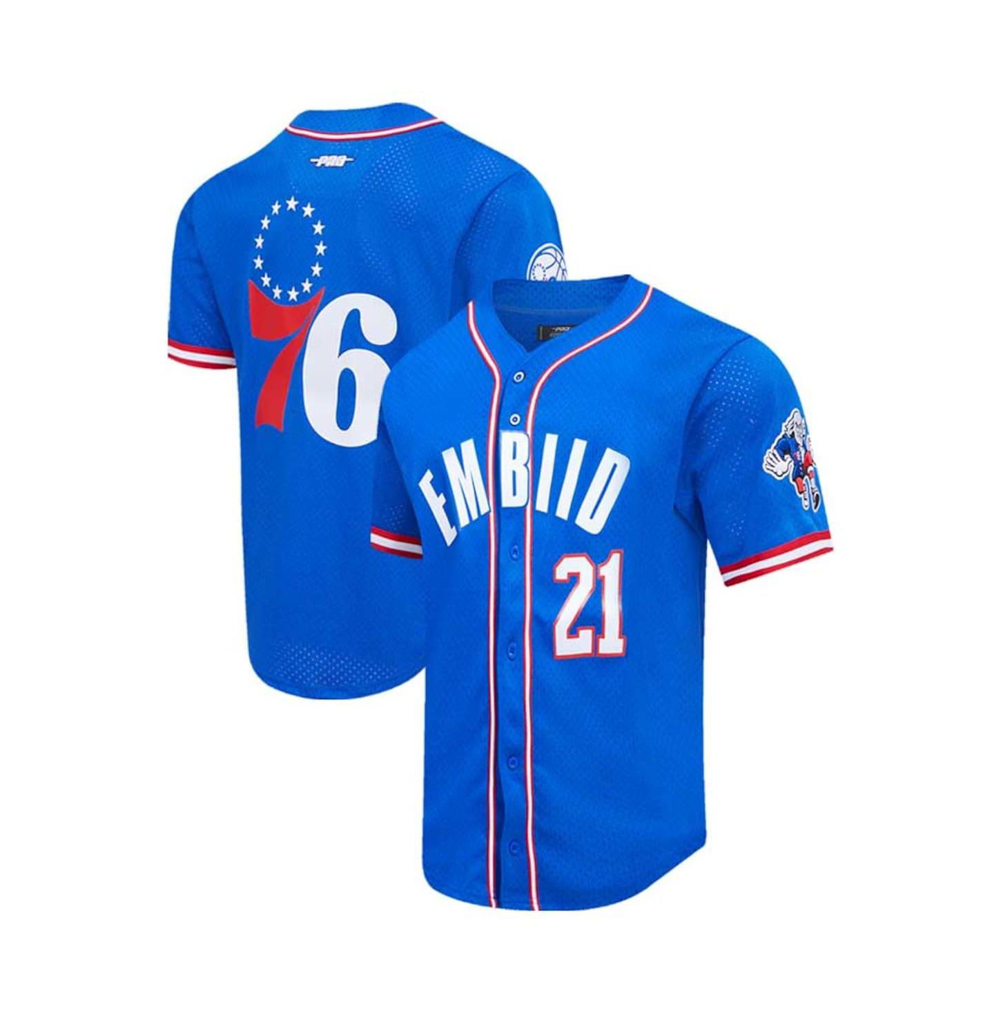 Мужская рубашка Pro Standard Joel Embiid Royal Philadelphia 76ers Capsule Player Baseball Button-Up — фото 1