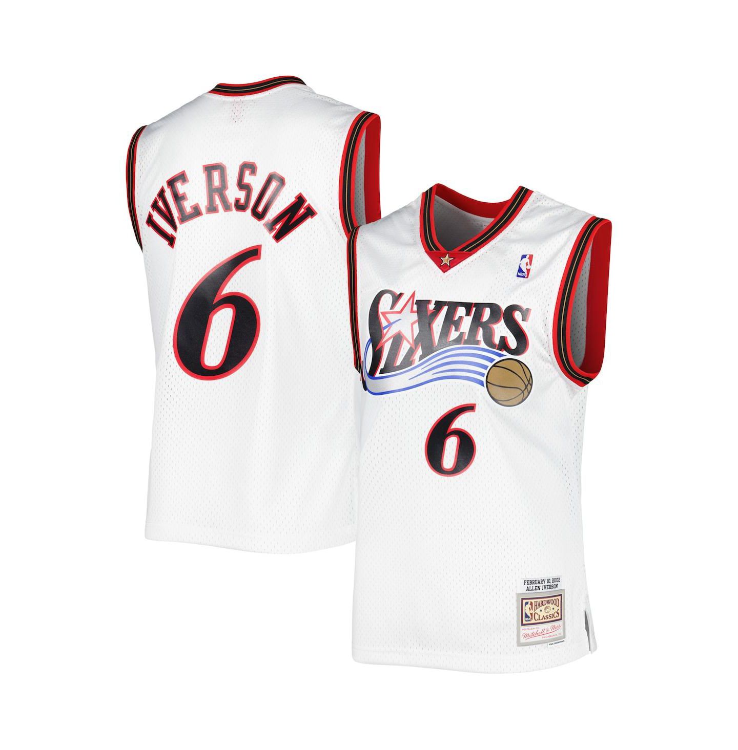 Мужской топ Mitchell & Ness Allen Iverson White Philadelphia 76ers Hardwood Classics 2002 Swingman Jersey — фото 1